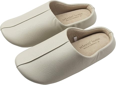 Amazon Co Jp ニッポン スリッパ ルームシューズ Relaxin Home フェイクレザー 22 24cm アイボリー やわらかな履き心地 ホーム キッチン