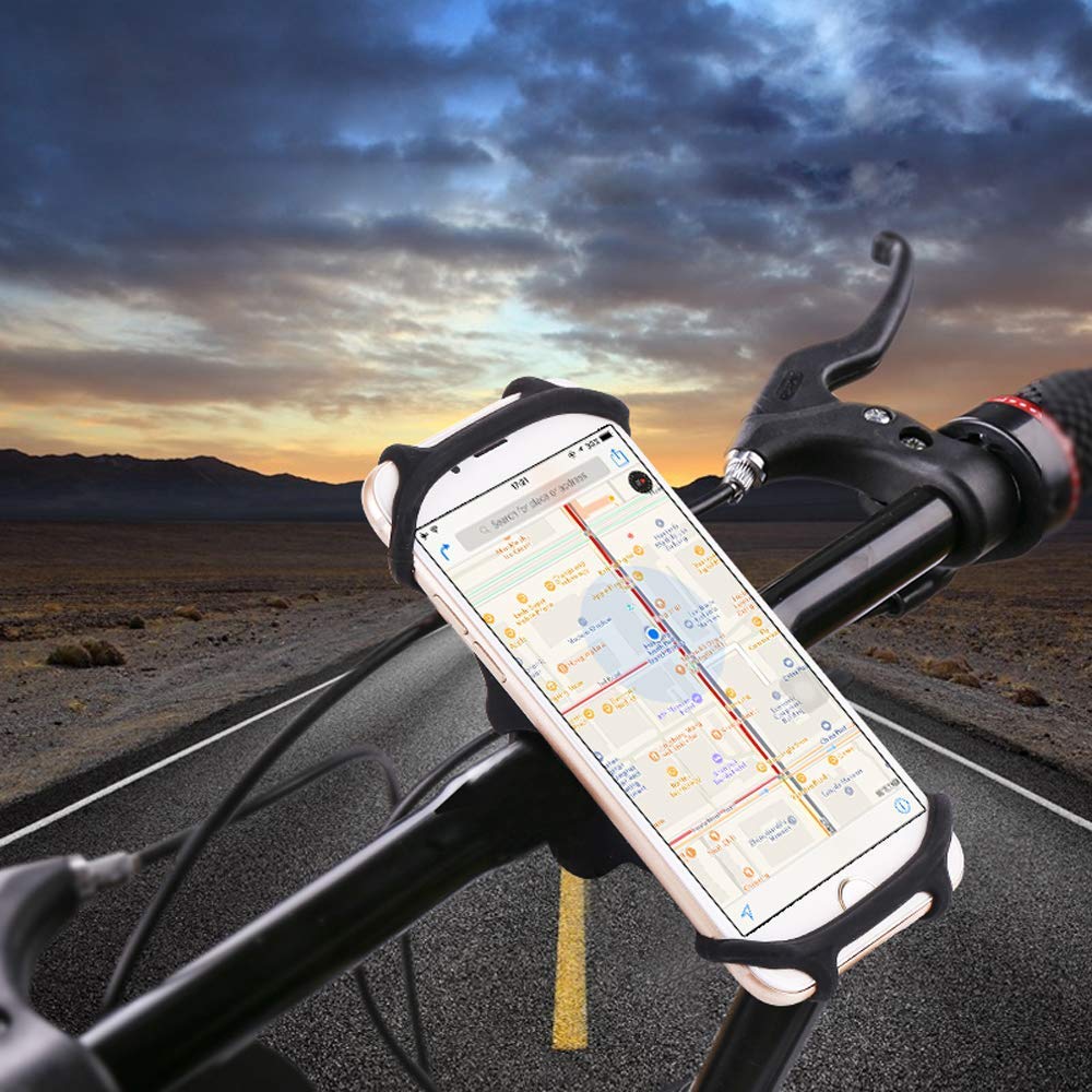 Likorlove Bike Phone Mount, Universal Bicycle Motorcycle Handlebars Cellphone Holder, 360° Rotation Cycling Cradle Clamp, Bike Accessories for iPhone, Samsung, GPS.