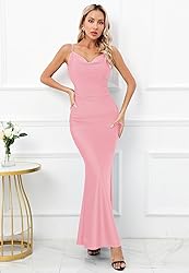 Capuffy Women Drape Neck Formal Maxi Dresses Lace