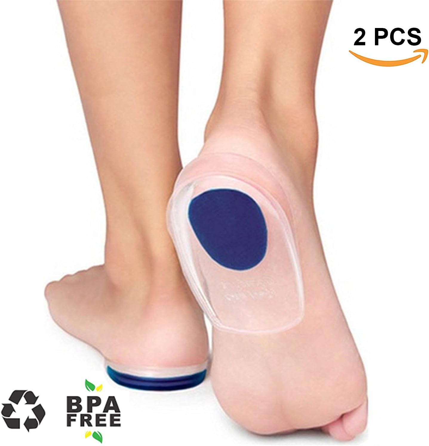 Heel Cups, Silicone Heel Gel Pads Shoe Inserts for Plantar Fasciitis