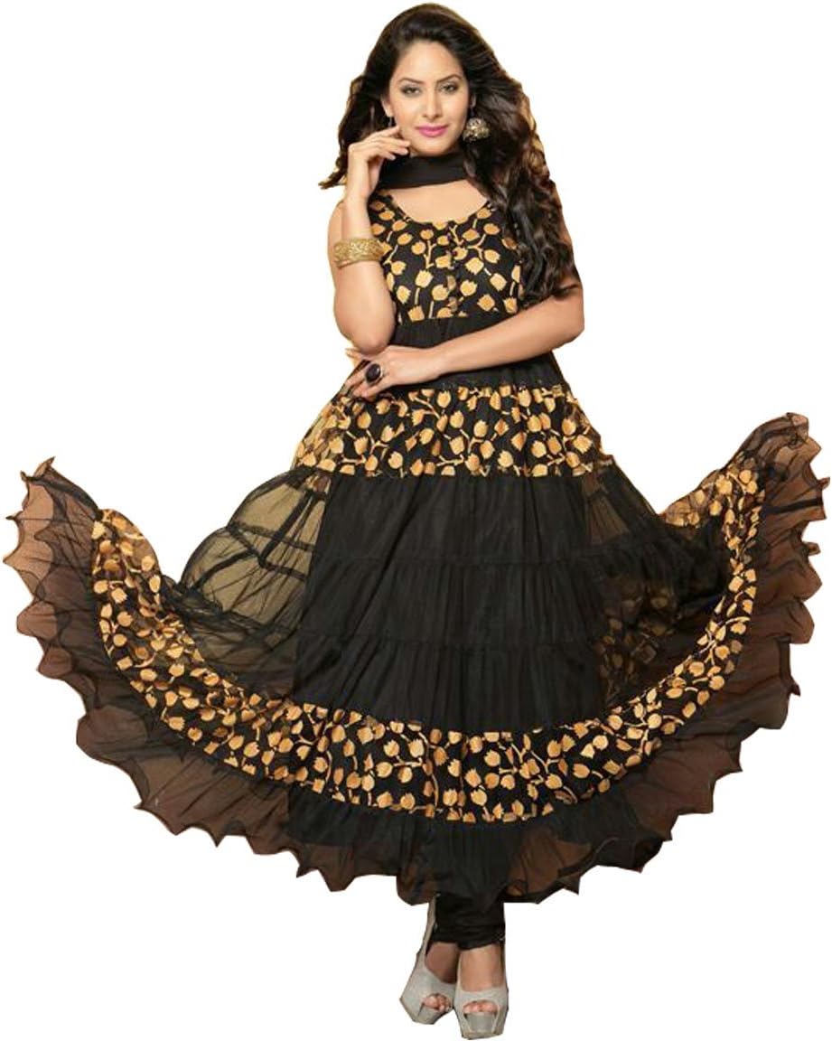 Clickedia Women's Brasso And Net Long Anarkali Suit