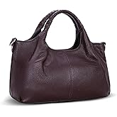 Iswee Genuine Leather Shoulder Bags Purses and Handbags for Women Satchel Designer Cross Body Hobo Medium Size Tote