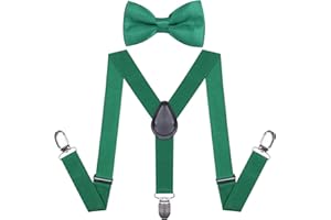 CHIYU-YANG Suspenders Bow Tie for Boys and Girls Strong Metal Clips Adjustable Design Elastic Suspender Classic Accessory Set