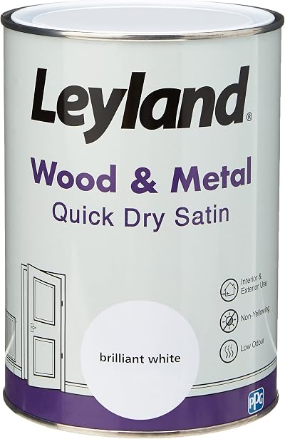 Leyland Wood & Metal Quick Dry Satin Brilliant White 1.25 Litre