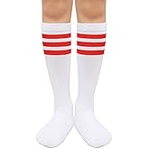 Henwarry Kids Over the Calf Tube Socks Classical Stripes Cotton Soft Athletic Socks for Boys Girls