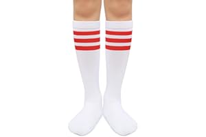 Henwarry Kids Toddler Soccer Socks Classical Stripes Cotton Soft Over the Calf Tube Socks for Boys Girls