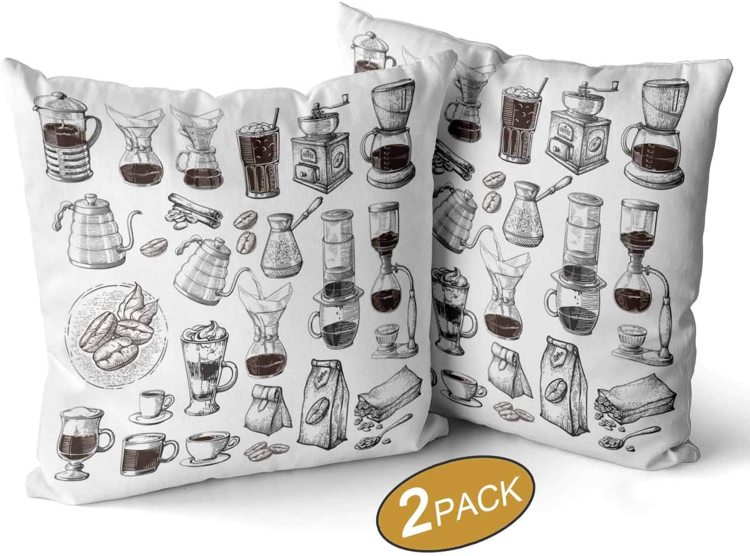 Nine City Different Alternative Brewing for Coffee Set Collection Syphon chemex cezve Pour,Square Pillow Throw Case Sofa Bed Home Pack of 2 12" X 12"