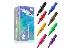 MO MOLONG Ballpoint Pen Tattoo Cartridge Needles - 40Pcs Mixed Practice Ball point Tattoo Cartridges Needles with Membrane Tattoo Ball Pen Cartridges for Dotwork Drawing Practice on Papers