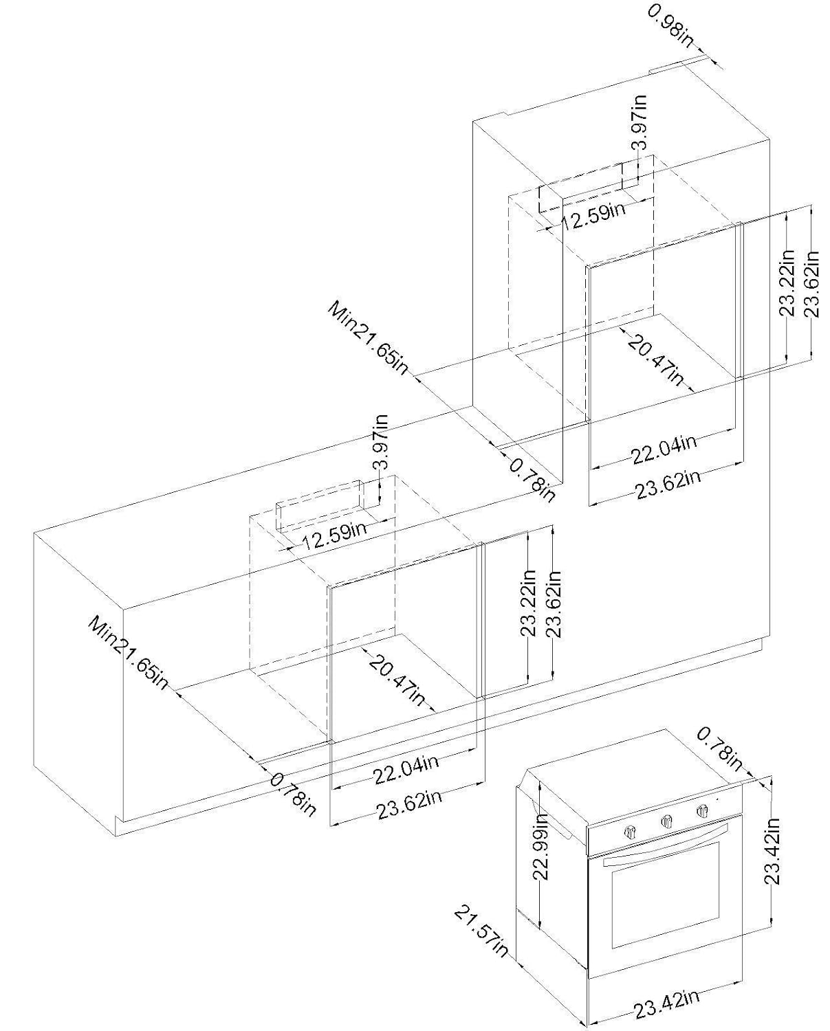 HYAKI 24" LED Digital Touch 12 Cooking Style Electric BuiltIn Single