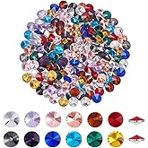 PH PandaHall 192pcs 12 Colors Pointed Back Rhinestone Glass Rhinestones Diamond Cabochons Faceted Crystal Rhinestone Birthstone Loose Beads for Jewelry Making Wedding Party Nail Art Home Decor