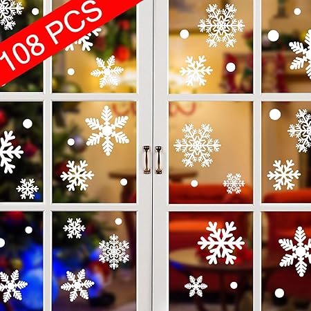 Immagini Fantastiche Di Natale.Tuopuda 108 Vetrofanie Fiocchi Di Neve Per Natale Fiocco Di Neve Stickers Da Vetro Finestra Vetrina Natale Decorazione Fantastiche Adesivi Statici In Pvc 108 Fiocchi Di Neve Amazon It Casa E Cucina
