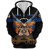 Patriotic United States Veteran Zip Hoodie, Featuring American Flag and Eagle, Ideal Gift for Veterans
