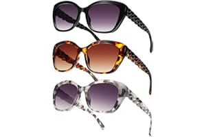 LADEESSE 3 Pack Bifocal Sunglasses For Women Stylish Reading Sunglasses UV400 Prescription Sunglasses with Readers Built in
