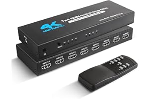 NEWCARE HDMI Switch 7 in 1 Out 4K@60Hz, HDMI Switcher with IR Remote, HDMI Selector Box Support HDMI2.0, Dolby Vision/Atmos, HDR10 for Xbox, Switch, PS5/4, Roku, Fire Stick