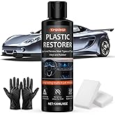 TOMBARINGR Plastic Restorer for Car Trim – 4oz Restores Faded Black Plastic, Vinyl & Rubber with Long-Lasting Shine & UV Protection – Interior & Exterior Car Plastic Restorer, Black Trim Restorer