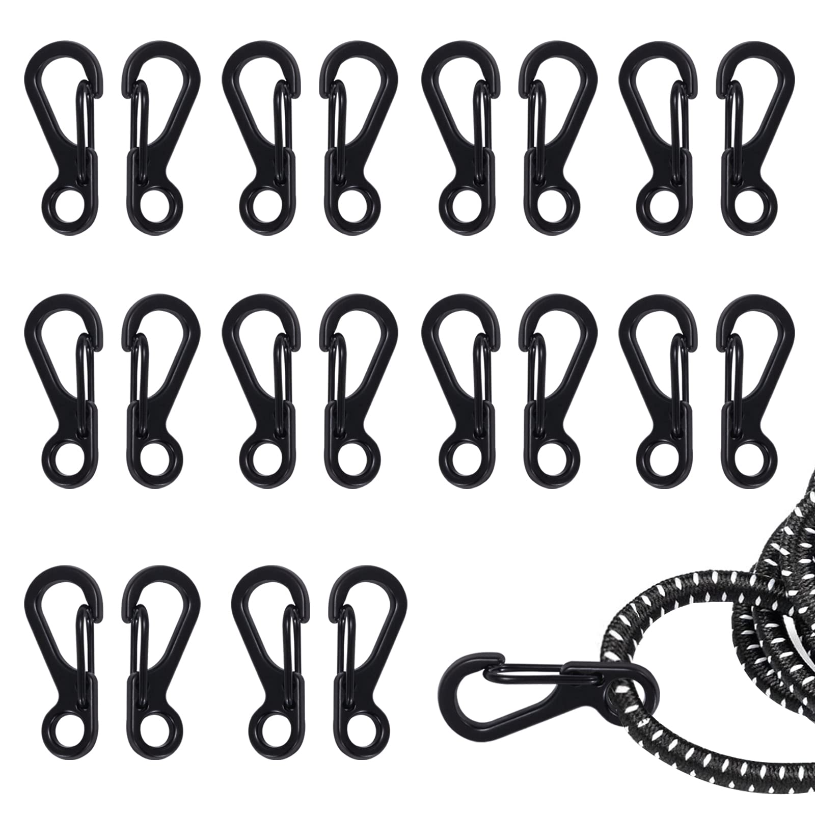 Mini Carabiner SF Tiny Carabiner Set, Inch Clip Spring Snap Keyring Hook for Camping, Travel, Hiking, Outdoor (Pack of 20)