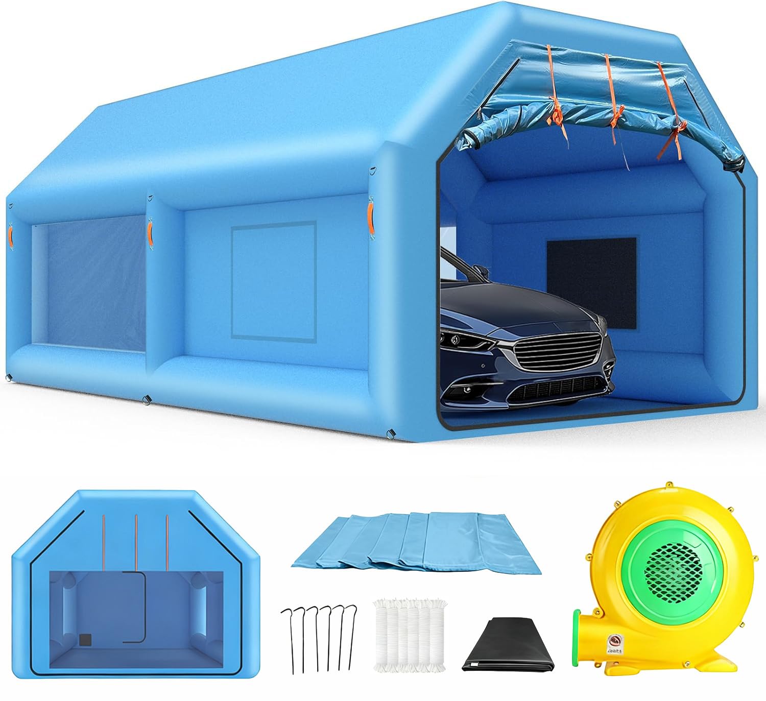 Photo 1 of Ziziella 20x12x9FT Inflatable Paint Booth Portable Paint Booth Spray Paint Tent with Air Filter System & Blower for DIY Spray Car Truck Motorcycle Garage Auto Part Painting