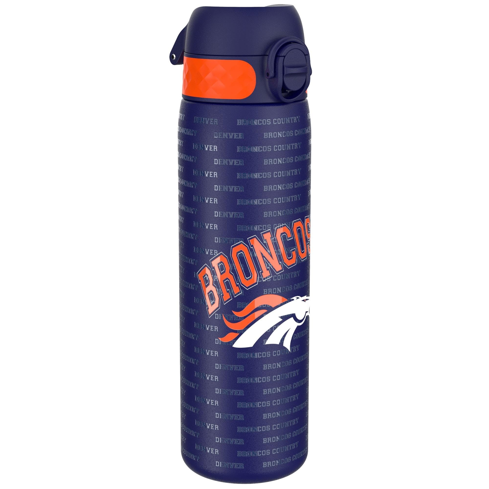 Ion8 NFL Denver Broncos Lightweight Steel Water Bottle, 600 ml/20 oz, Non-Insulated, Leak Proof, Easy to Open, Secure Lock, Dishwasher Safe, Flip Cover, Fits Cup Holders, Metal Water Bottle — image 1