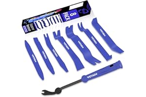 Wetado Trim Removal Tool, Car Upholstery Repair Kit, Car Door Audio Panel Trim Removal Set, Fastener Terminal Remover Tool Set Clips Pry Kit Auto Clip Pliers (8PCS Blue)