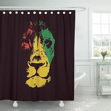 Bob Marley With Lion New Bath Shower Curtain Waterproof Fabric