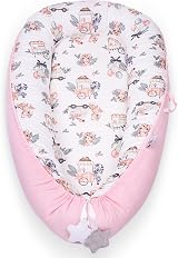 YGJT Baby Nest Pod 100% Cotton Lounger for Newborns Lovely Deer Pink