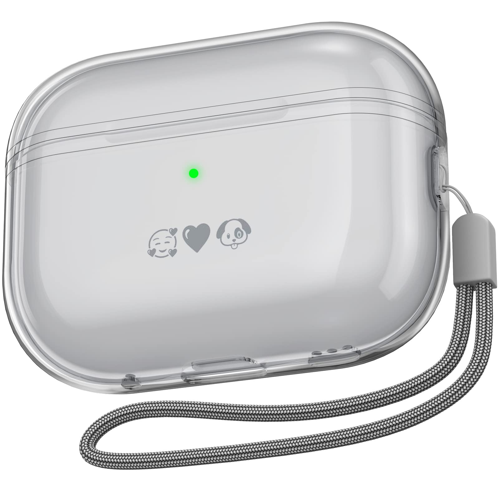 NIUTRENDZ AirPods Pro 2 Case Clear 2022 Soft TPU Protective Cover with Lanyard [Front LED Visible] [Support Wireless Charging] Compatible with AirPods Pro 2nd Generation