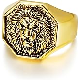 MIVEIVIA Lion Head Ring for men Lion Hair ring Stainless Steel Hip Hop ring for Men Vintage Animals Rings Iced Out Jewelry Punk Ring Club ring Heavy Metal ring for men