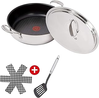 Tefal E89726 Jamie Oliver Servierpfanne Induktion 30cm mit Deckel 4 tlg, Testsieger sehr gut, Servier-Bratpfanne Antihaft-beschichtet, hoher Rand, Backofen-fest, Spülmaschinenfest, für alle Herdarten