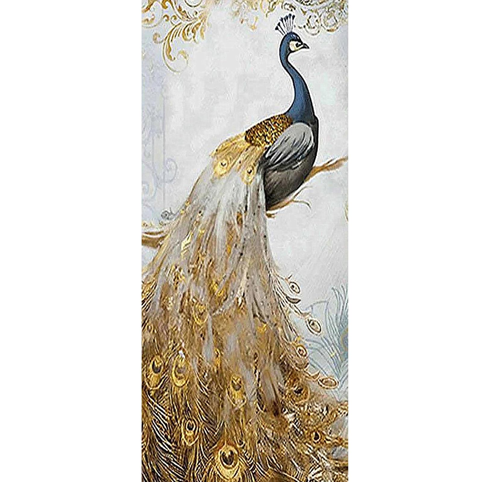 SHEGZHUC Large Diamond Painting Peacocks 50 x 110 cm Diamond Painting Round Square Blue Peacock Peacock Diamond Art Peacock Painting by Numbers Diamond Mosaic Animals Animal Print Rhinestone Sticker