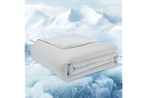 HOMELYSIAN Cooling Comforter, Cooling Blankets for Hot Sleepers, Twin 60" x 90", Lightweight Comforter for Summer, Light Grey