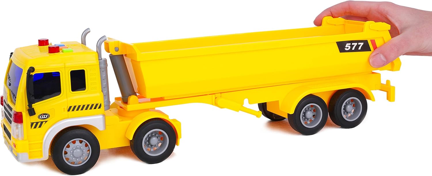 Toyland® 30cm Lorry With Light & Sound - Boys Construction Toy Vehicles (Yellow Arctic Tipper Lorry), 42cm (L) x 19cm (W) x 12cm (H) - Image 3