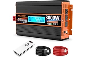 JARXIOKE 3000 Watt Pure Sine Wave Power Inverter 24V DC to 110V 120V Converter for Family RV Off Grid Solar System Car with Type-C Ports 4 AC Power Outlets Dual USB Ports LCD Display Wireless Remote Control