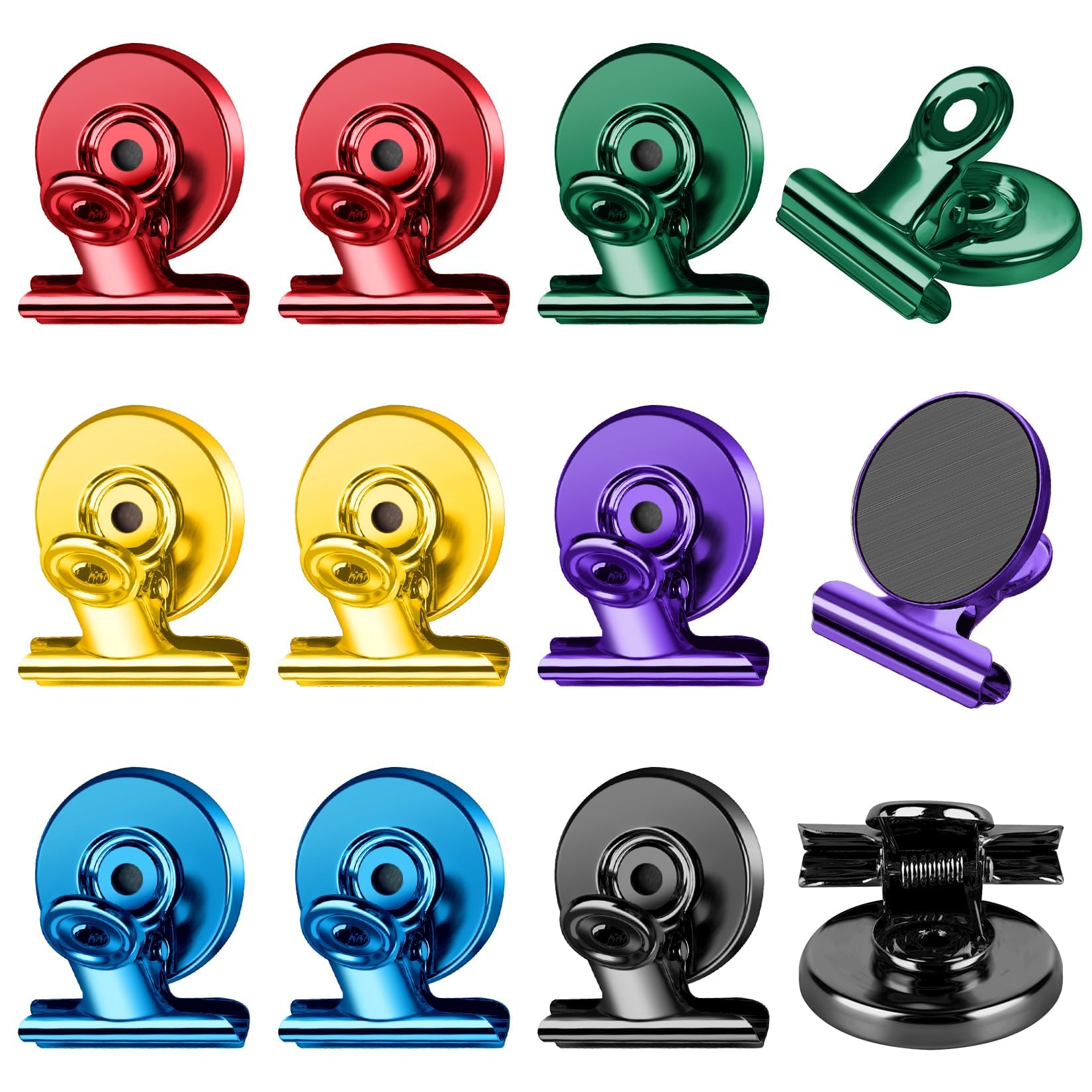 Photo 1 of FINDMAG 12 Pack Magnetic Clips for Picture Hanging and Photo Display, Strong Scratch-Free Heavy Duty Magnets for Refrigerator, Whiteboard, Office, Kitchen, Party Use, School