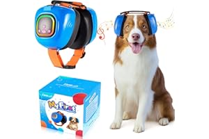 Famikako Dog Music Headphones for Anxiety Relief Fireworks Thunder Noise Blocking Earmuffs with Sound Isolation Calming Classical ASMR Music for Dogs – Pet Ear Muffs (Blue, L)