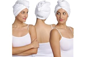 Turbie Twist 3-Pack Cotton Hair Towel Wrap for Beauty, Travel, Gifting - Fast-Drying Hair Turban for Luxurious Hair Care - For All Hair Types & Lengths - White