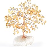 MASGEMES Natural Citrine Gemstone Crystal Tree of Life,Clear Quartz Cluster Base,Bonsai Money Tree Feng Shui Home Decor,Healing Crystals Positive Energy Gift for Luck and Wealth 5.5"-6.3"