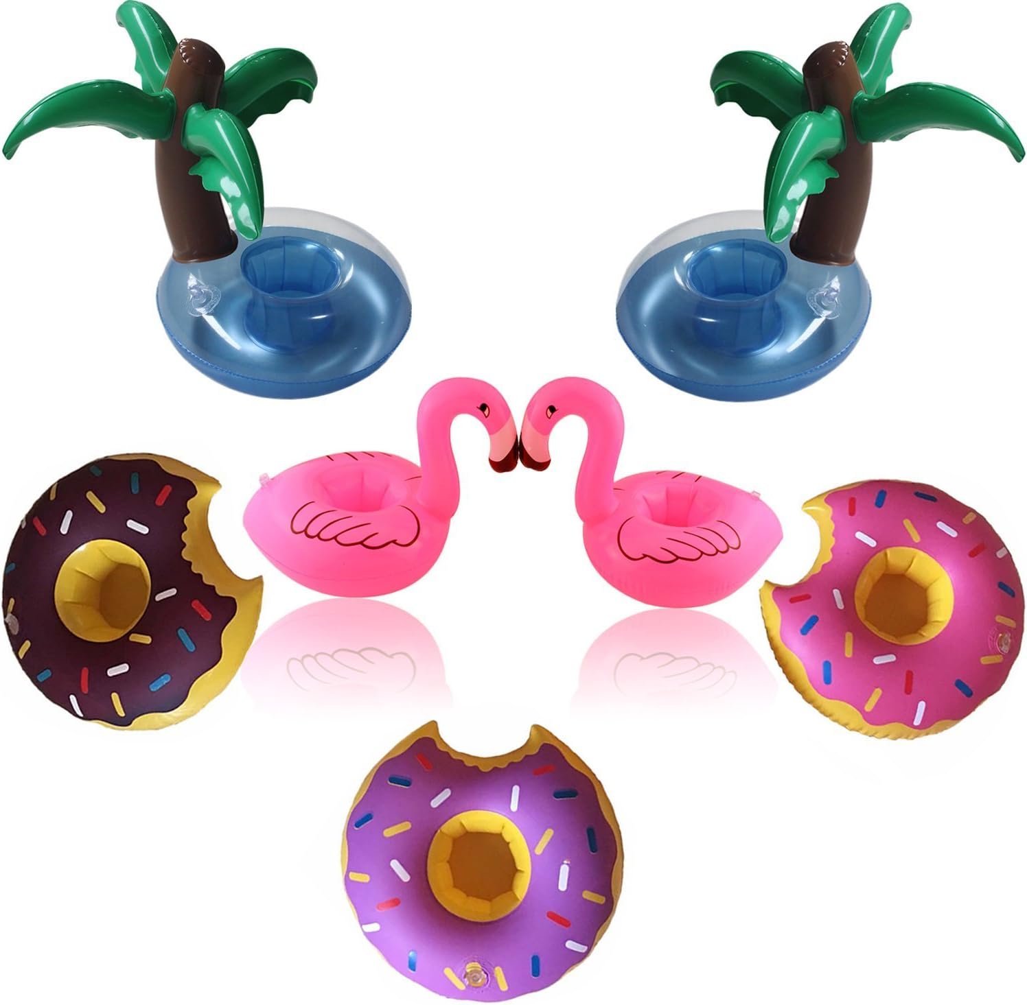 Best Horse Inflatable Drink Float Holders Swim Pool Party Coasters Donuts Pink Flamingo Palm Tree Cup Holder, 3 Styles of 7 Packs