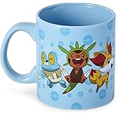 Official Pokemon XY Group Starters Mug - 20-Ounce Blue Ceramic Cup for Hot Coffee, Tea, Cocoa - Novelty Drinking Container - 