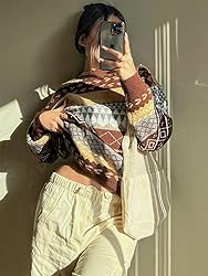Argyle Striped Sweater Women Y2k Patchwork Vintage