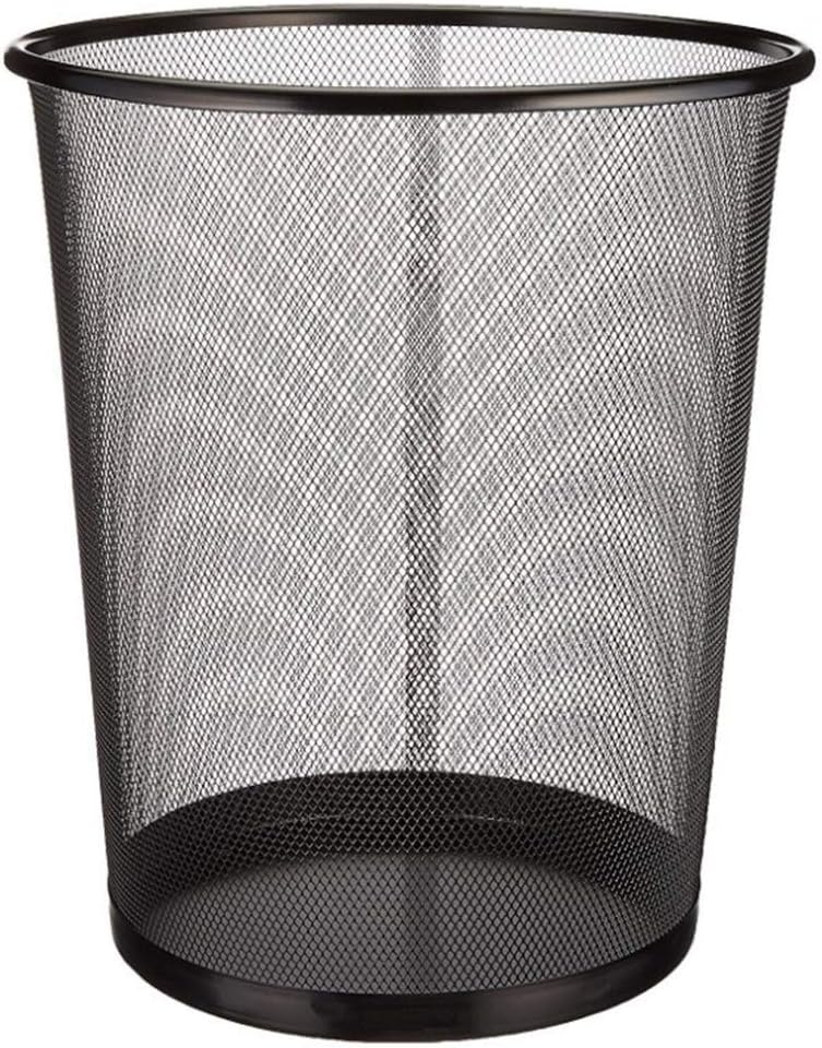 DaoRier Metal Mesh Waste Bin Trash Can Dustbin Paper Basket Black 27 * 23.5cm
