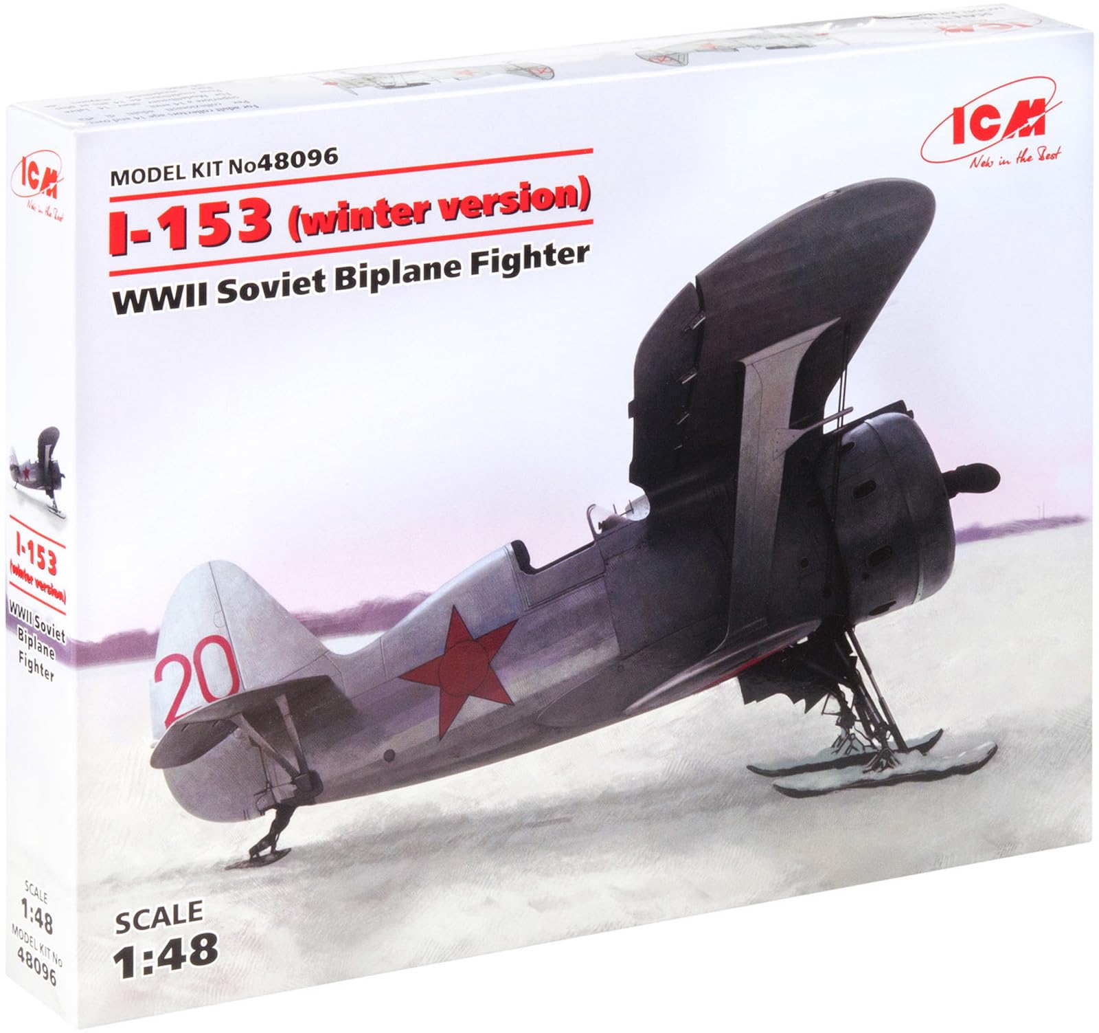 ICM 48096 1/48 WWII Soviet Biplane Fighter I -153 Plastic Model Kit