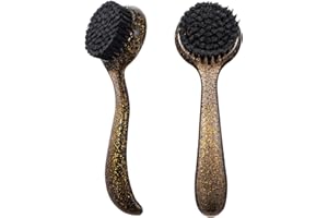 Ooloveminso 2 Pcs Large Facial Cleansing Brush, Face Brush Cleanser, Upgraded Soft Exfoliating Face Wash Brush Face Scrubber for Skincare, Black Charcoal Bristles Glitter Handle