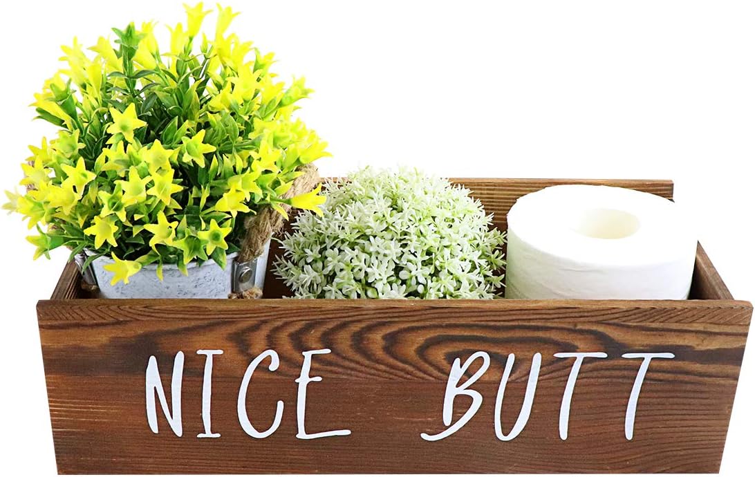 ZNCMRR Nice Butt Bathroom Decor Box, Toilet Paper Holder, Farmhouse Rustic Wood Organizer for Bathroom, Table Counter