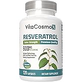 VitaCosmoX Resveratrol Supplements, Vegan Capsules, 120 Count, Trans-Resveratrol with Red Grape Extract, Non-GMO