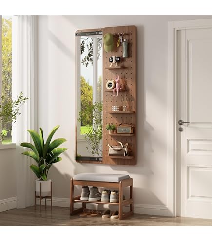 Mirror Side Rack Mirror With Hooks And Storage 360° With Coat Rack & Storage - Solid ...