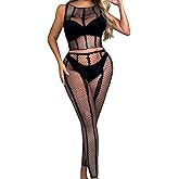 BatPrincess Lingerie Sets for Women Sexy Mesh BodyStocking Fishnet Lingerie Two Piece Jumpsuit Plus Size