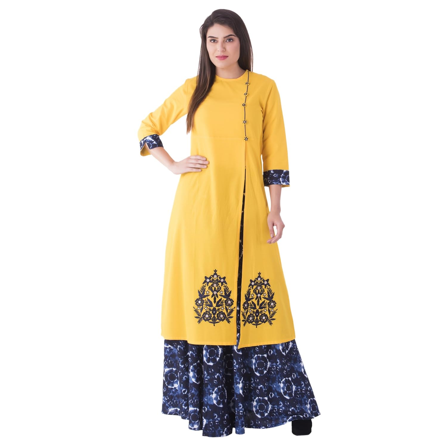 khushal k women's rayon printed kurta with skirt
