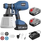 NANWEI Cordless Paint Sprayer with 2 Batteries, HVLP Spray Gun with 1200ML Container,with 4 Nozzles and 3 Patterns,Paint Sprayer Gun for House Furniture Cabinets Painting (with Battery)