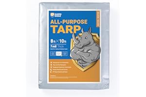 GUARD SHIELD Silver Tarp Waterproof 8x10 Feet Medium Duty All Purpose Poly Tarps Cover 7mil
