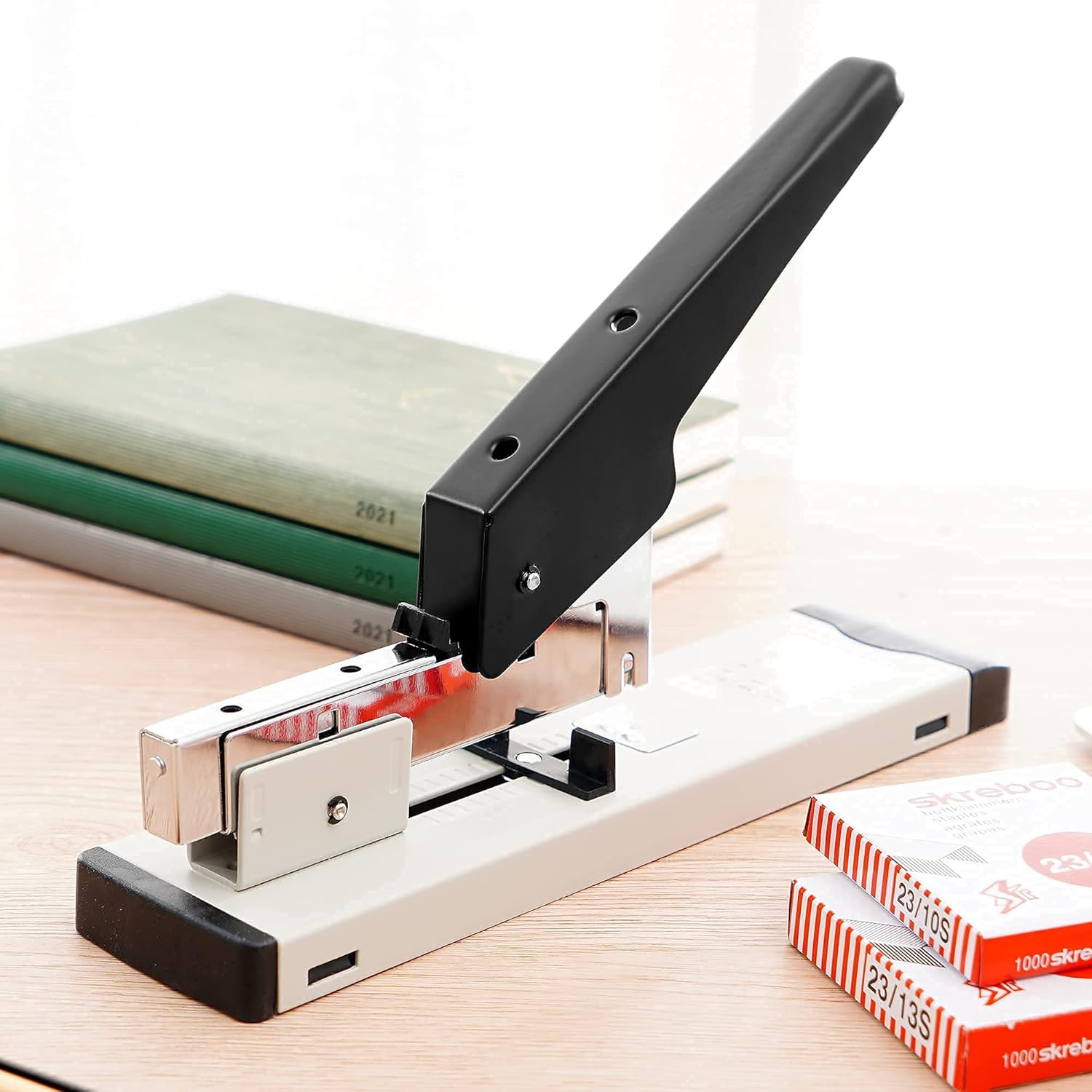 Stapler Heavy Duty, 100 Sheet high Office Stapler, with 4000 Staples, Manual Big Stapler, Metal Include 23/13 & 23/10 &23/8& 23/6 Staples Each 1000PCS : Office Products